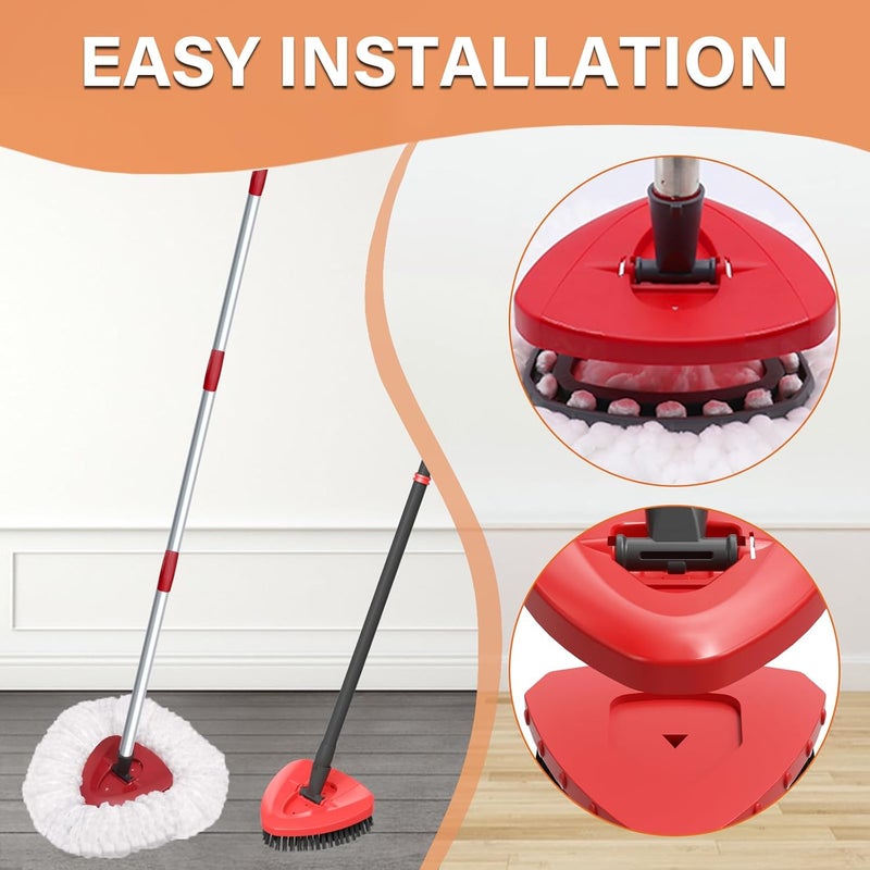 Fatmass Spin Mop Head Replacement for O Cedar EasyWring 1-Tank System, 2 Mop Replace Heads + 1 Upgrade Scrubber Brush, 100% Microfiber Mop Refills Deep Cleaning Machine Washable - Image 4
